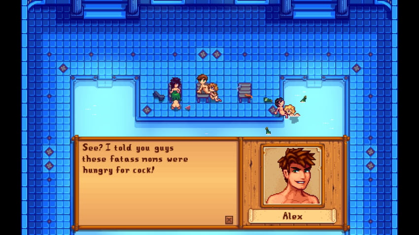 alex_(stardew_valley) animated bathhouse blargsnarf blowjob caroline_(stardew_valley) female green_hair human in_water jodi_(stardew_valley) male pam_(stardew_valley) pixel_(artwork) pixel_animation pixel_art pixelated sebastian_(stardew_valley) shane_(stardew_valley) stardew_valley