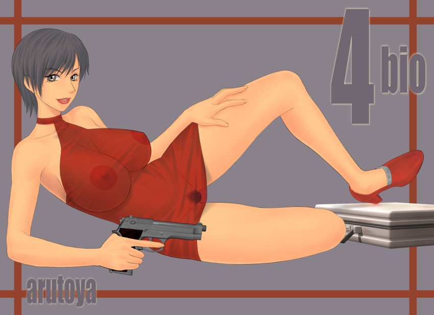 1girls ada_wong ada_wong_(caroline_ribeiro) arutoya asian capcom clothing female female_only firearm footwear handgun human pale_skin resident_evil solo tagme weapon