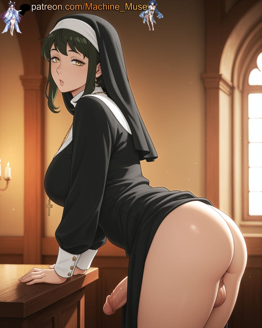 1futa 1futanari adult adult_female ai_generated ass balls ballsack big_ass big_breasts boobs booty breasts bust busty busty_female busty_girl butt cock dick dickgirl earrings eye_contact female futa futanari girl habit jewelry large_breasts leaning leaning_forward looking_at_viewer machine_muse mature mature_body mature_female melinda_desmond nun nun_outfit penis sexy sexy_body short_hair sidelocks solo spy_x_family testicles tits trans trans_woman uncensored watermark yellow_eyes