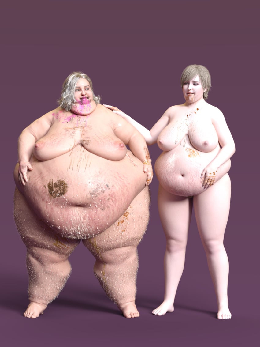 3d bbw big_belly body_hair capcom cellulite fat fat_ass fat_belly fat_female fat_fetish fat_thighs female_only food_stains grace_ashcroft hairy_belly hairy_female hairy_legs hairy_pussy hands_on_belly huge_ass huge_belly messy naked naked_female nipples nude nude_female obese obese_female persondudemanguy resident_evil_9:_requiem sherry_birkin slob slob_fetish slobification ssbbw stretch_marks sweat sweating two_females weight_gain