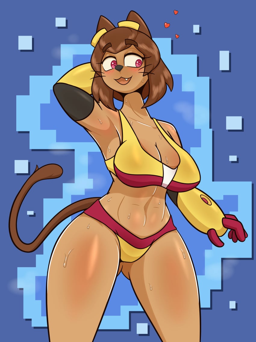 1girls anthro anthro_female anthro_only anthrofied brown_fur brown_hair cosplay feline female female_only fur furry gameoverse glitch_productions johnmarten kit_(gameoverse) kit_bodega metal_slug solo