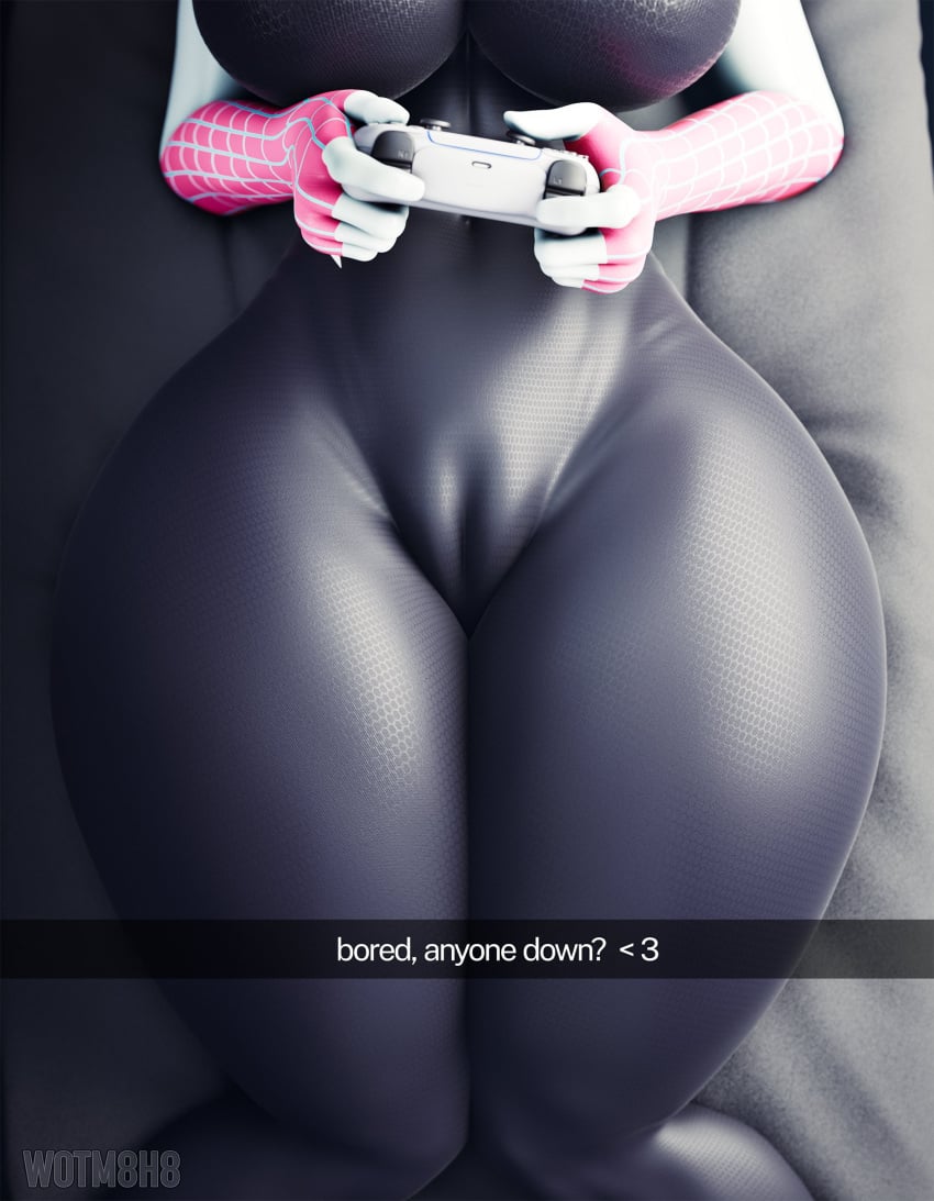1girls 3d 3d_(artwork) ass big_ass big_breasts big_thighs breasts cameltoe clothed clothed_female female female_focus female_only gigantic_ass gigantic_thighs gwen_stacy gwen_stacy_(spider-verse) hips huge_ass huge_breasts huge_thighs marvel marvel_comics pussy solo solo_female solo_focus spider-gwen spider-man:_across_the_spider-verse spider-man:_into_the_spider-verse spider-man_(series) superheroine thick_thighs thighs wide_hips wotm8h8