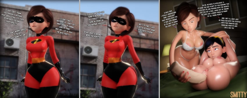 3d 3d_(artwork) abdominal_bulge areola areola_slip areolae big_breasts bodysuit bra daughter dialogue dildo dildo_insertion helen_parr huge_ass huge_breasts huge_hips incest latex mature_female milf mother mother_and_daughter nipples nude orgasm orgasm_face public public_masturbation public_orgasm skin_tight skinsuit smitty34 stealth_masturbation superheroine text the_incredibles thick_ass thick_legs thick_thighs thigh_highs thighhighs vaginal vaginal_penetration violet_parr voluptuous voluptuous_female wide_hips
