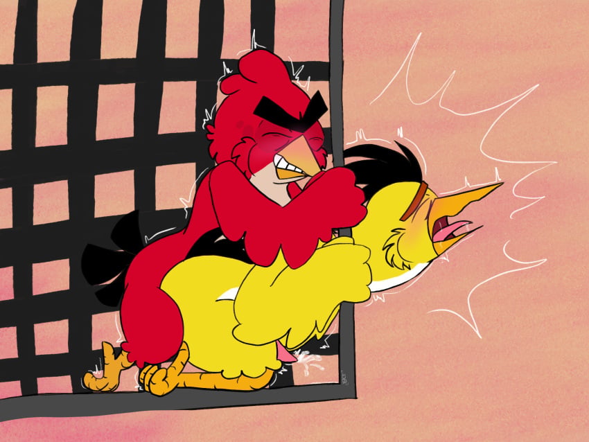 2boys anal anal_penetration anal_sex angry_birds angry_birds_toons avian avian_humanoid avian_penis beak bird birds black_feathers chuck_(angry_birds) eyebrows feather_hair feathers logkgaykeepr multicolored_feathers penetration red_(angry_birds) red_feathers rovio rovio_animation rovio_entertainment sega yellow_body yellow_feathers yellow_skin