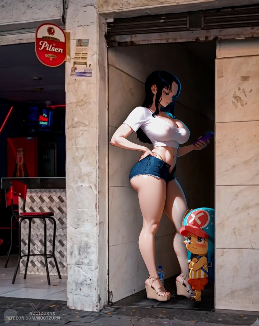 1anthro 1girl ai_assisted ai_generated alleyway_milf_(meme) ass bulge colombia curvy erection female hair hands high_heels meme nico_robin noctzurn one_piece pawg phone prostitute prostitution size_difference slutty_female smaller_male taller_female tony_tony_chopper whore