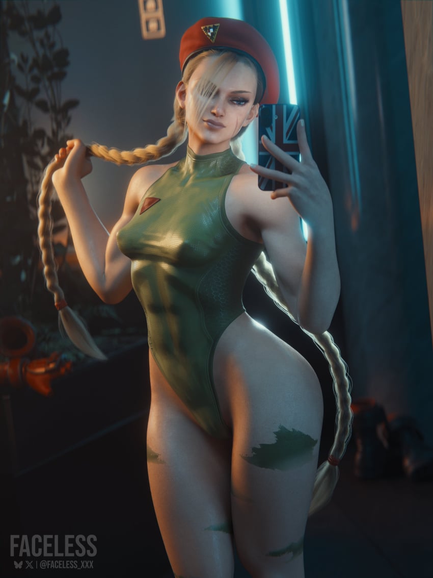 1girls 3d 3d_(artwork) abs abs_visible_through_clothing ass athletic athletic_body athletic_female beret big_ass blonde_female breasts cammy_white faceless_xxx female female_only green_leotard hourglass_figure huge_ass leotard military_hat nipples small_breasts solo_female street_fighter street_fighter_6 thick_thighs thighs toned_arms toned_female