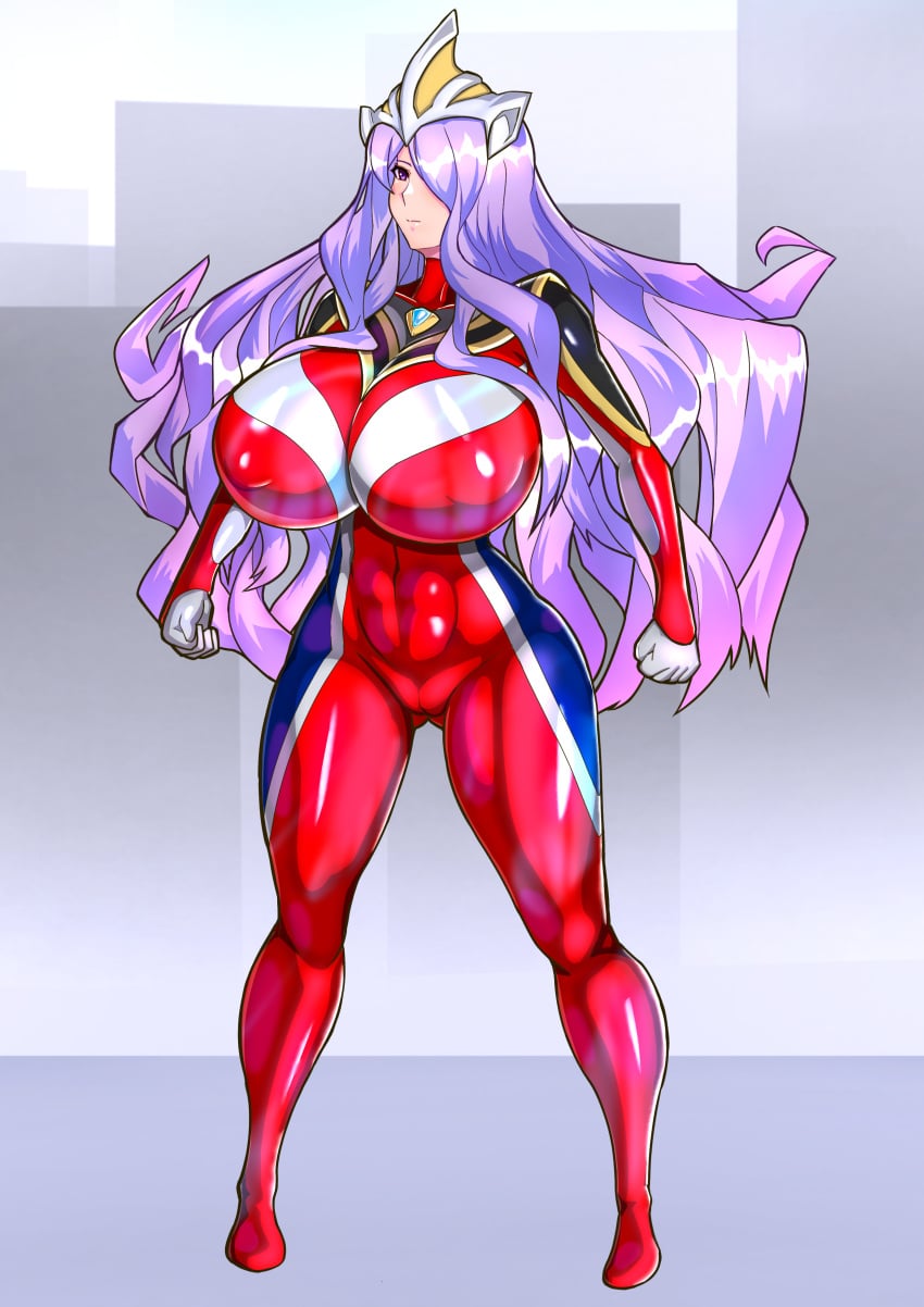 breasts female hair long_hair purple_hair