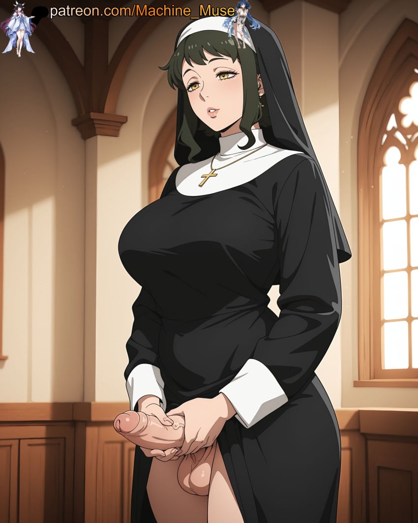 1futa 1futanari adult adult_female ai_generated balls ballsack big_breasts boobs breasts bust busty busty_female busty_girl cock dick dickgirl earrings female foreskin futa futa_masturbation futanari futanari_masturbation girl habit handjob jewelry large_breasts machine_muse masturbation mature mature_body mature_female melinda_desmond nun nun_outfit penis sexy sexy_body short_hair sidelocks solo spy_x_family testicles tits trans trans_woman uncensored watermark yellow_eyes