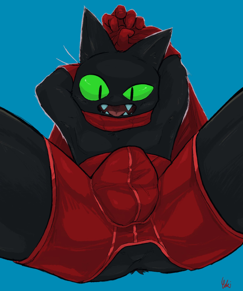 anthro anus ass black_body black_fur bulge cape cartoon_network clothing domestic_cat felid feline felis fur gay gloves green_eyes handwear hi_res male male_only mammal mao_mao:_heroes_of_pure_heart mymu666 presenting presenting_anus sheriff_mao_mao_mao solo spread_legs spreading underwear