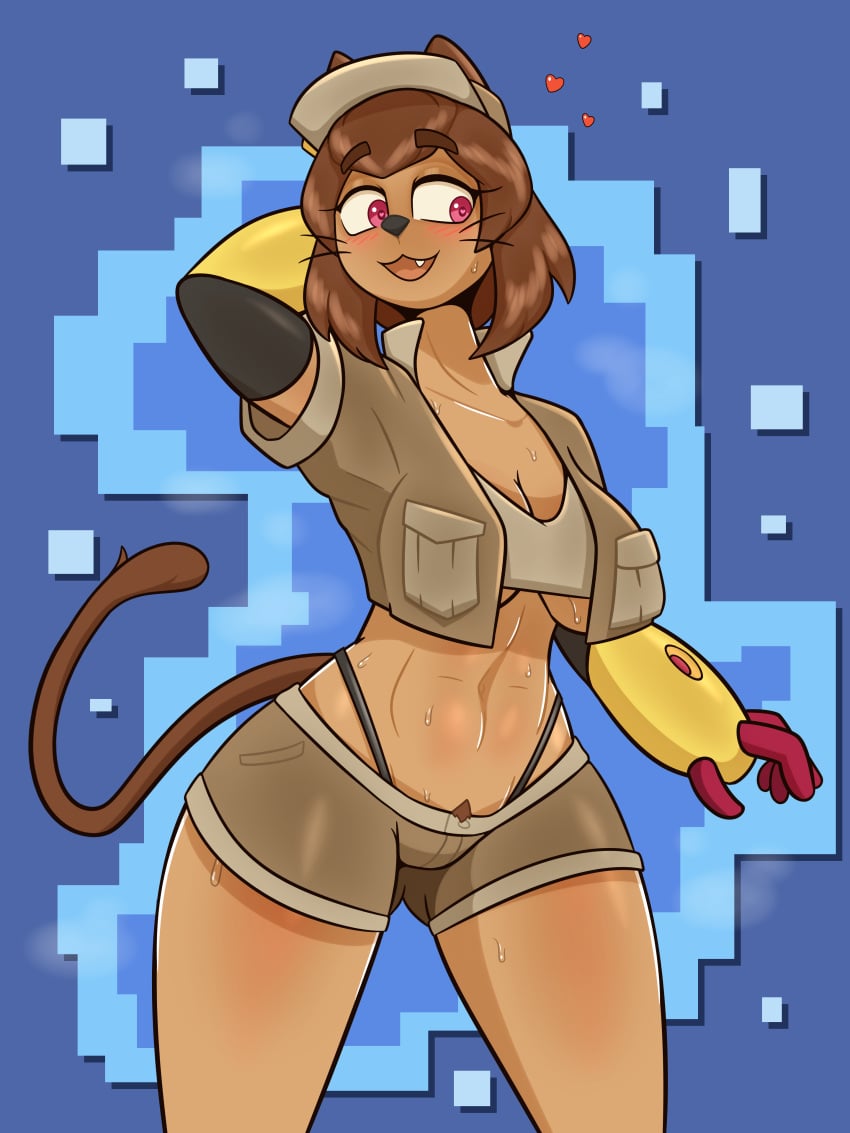 1girls anthro anthro_female anthro_only anthrofied brown_fur brown_hair cosplay feline female female_only fur furry gameoverse glitch_productions johnmarten kit_(gameoverse) kit_bodega metal_slug solo