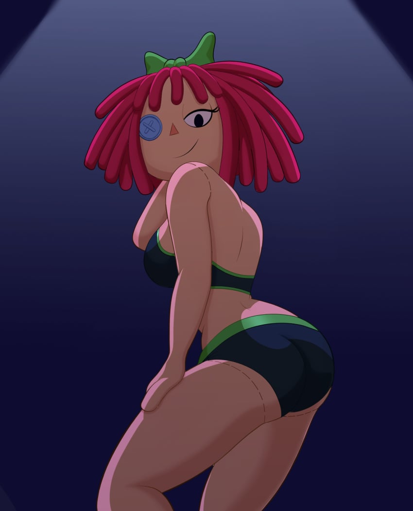 1girls ass blush bra doll female female_only glitch_productions hi_res looking_at_viewer ragatha_(the_amazing_digital_circus) ragdoll solo the_amazing_digital_circus underwear vakilak