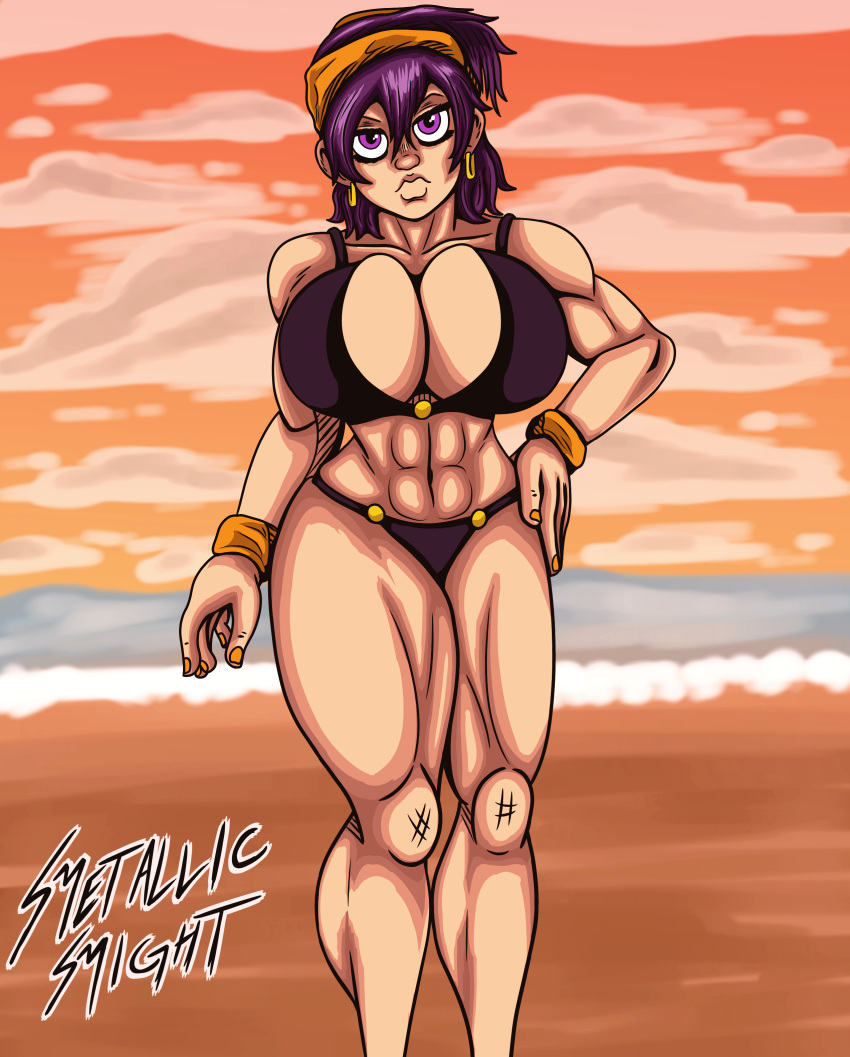 beach big_breasts bikini jojo's_bizarre_adventure metallic_might muscular narancia_ghirga rule_63 vento_aureo