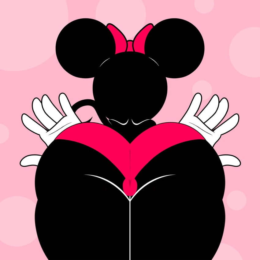 1girls 2021 5_fingers alternate_body_type anthro big_ass black_fur butt disney female jokro minnie_mouse mouse pink_bow pink_panties public_domain rodent rodent_humanoid tagme white_gloves