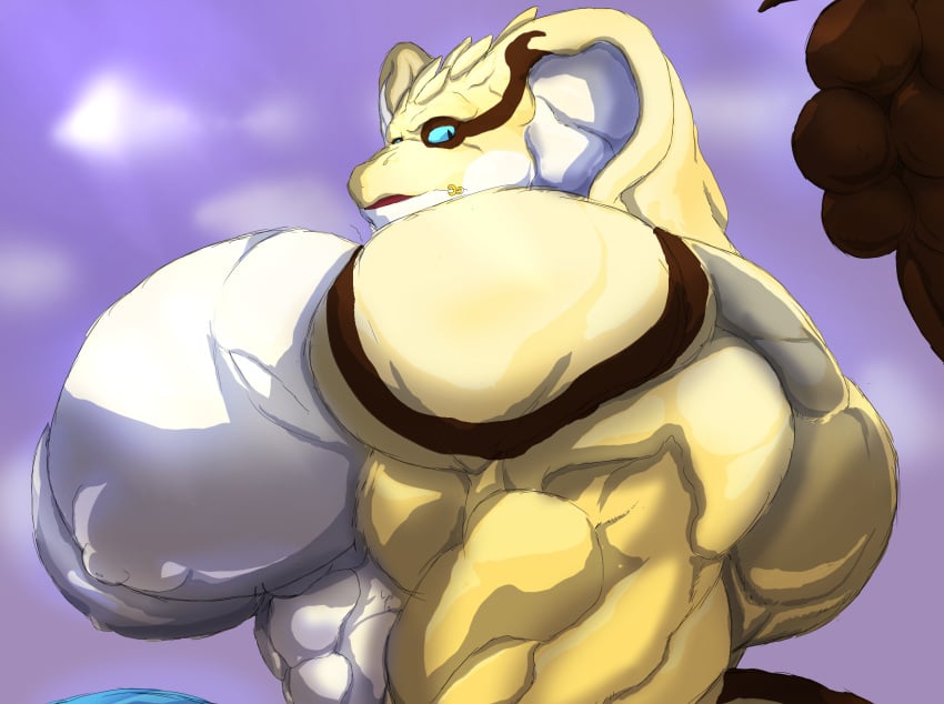 2020 anthro big_muscles big_pecs big_penis blue_eyes cobra genitals hi_res huge_cock huge_muscles huge_pecs hybrid hyper hyper_genitalia hyper_muscles hyper_pecs hyper_penis looking_at_viewer male mouthpiece muscular nipples nude panscolipede pecs penis pit_viper rattlesnake reptile sarth scalie side_view snake solo white_nipples