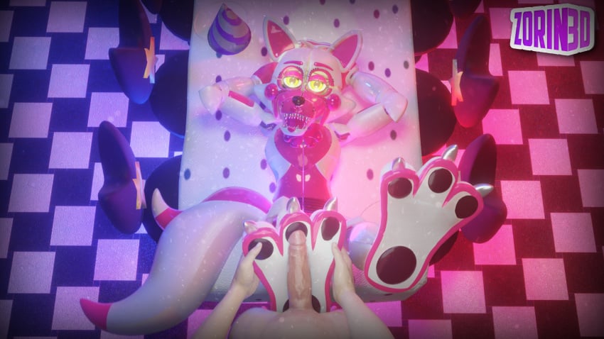 16:9 1boy 3d ambiguous_gender animatronic anthro blender blender_(software) canid canine digital_media_(artwork) feet five_nights_at_freddy's five_nights_at_freddy's:_sister_location foot_fetish foot_focus foot_play footjob footjob_pov fox funtime_foxy_(fnaf) funtime_foxy_(fnafsl) furniture genitals glowing glowing_eyes grinding hi_res human humanoid looking_at_viewer looking_pleasured machine male mammal on_table penis relaxing robot robot_humanoid scottgames sex sex_toy sister_location smile smirk table video_games widescreen zorin3d