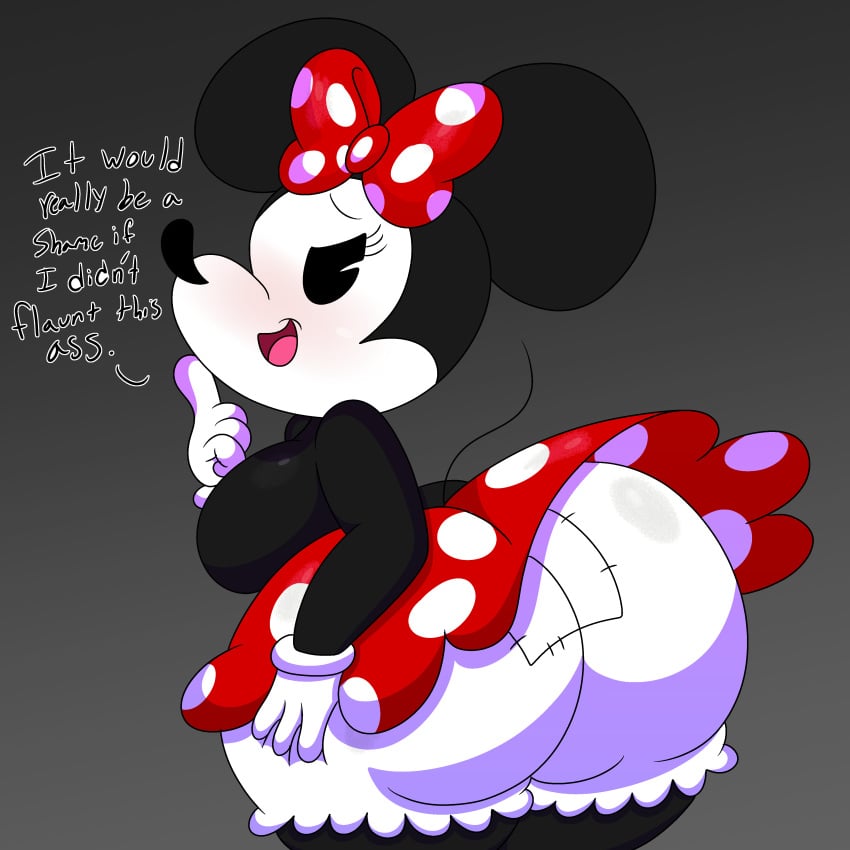 1girls 2020 3barts 5_fingers alternate_body_type alternate_breast_size anthro big_ass big_breasts black_fur bubble_ass bubble_butt cute dirty_talk disney female minnie_mouse mouse pantyshot polka_dot_bow polka_dot_skirt rodent rodent_humanoid seductive seductive_look seductive_smile tagme upskirt white_gloves white_panties