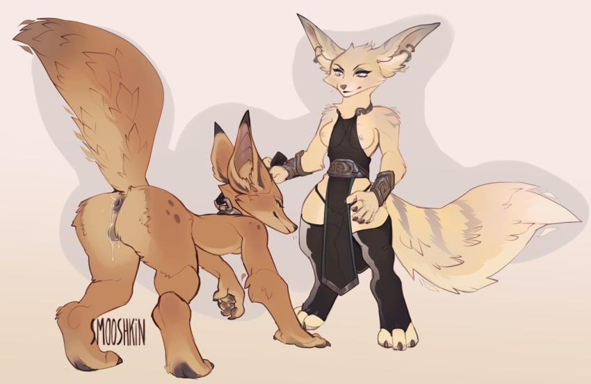 2021 3_toes 5_fingers anthro areola blizzard_entertainment breasts canid canine clothed clothing digital_media_(artwork) eyebrows eyelashes feet female fingers fox male mammal nipples nude smooshkin standing toes video_games vulpera warcraft