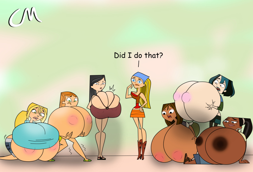 6+girls 7girls big_breasts breast_expansion breast_grab breasts bridgette_(tdi) choccymalk courtney_(tdi) female female_only gwen_(tdi) heather_(tdi) huge_breasts izzy_(tdi) leshawna_(tdi) lindsay_(tdi) multiple_girls nipple_bulge nipples total_drama_island