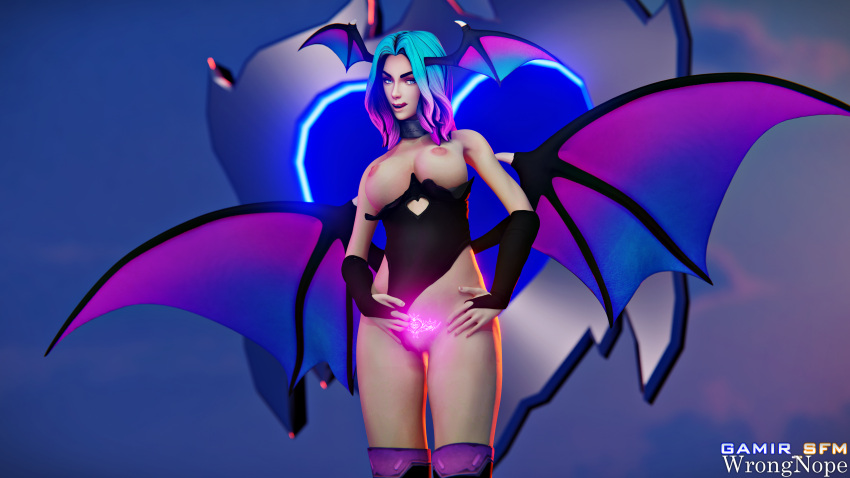 3d 4k areola blender demon_girl gamir_sfm hi-rez_studios lian_(paladins) paladins succubus topless wings