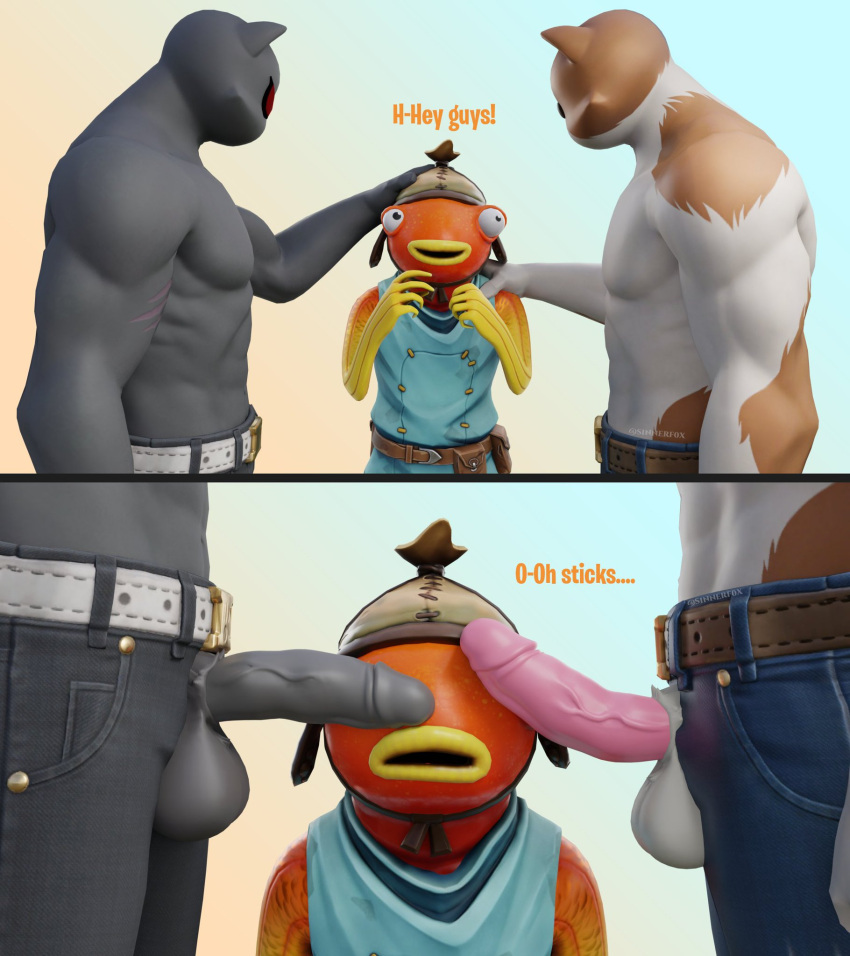 3boys 3d 3d_comic comic fishstick fishstick_(fortnite) fortnite gay happy male/male meowscles_(fortnite) penis_on_face s1nnerfox shadow_meowscles_(fortnite) tagme