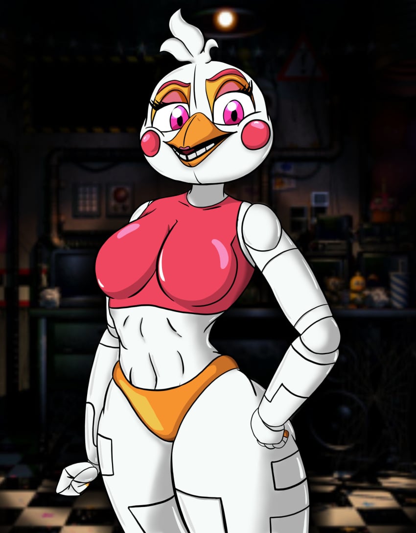 animal_humanoid animatronic breasts five_nights_at_freddy's five_nights_at_freddy's:_sister_location five_nights_at_freddy's_6 freddy_fazbear's_pizzeria_simulator funtime_chica_(fnaf) panties robot robot_girl robot_humanoid sashadexduderus sister_location smile ultimate_custom_night white_body white_skin