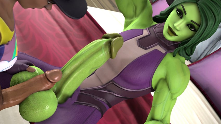 2futas 3d 3d_(artwork) balljob balls beach_bomber big_penis brite_bomber crossover dark-skinned_futanari dark_skin dentol dickgirl erection fortnite futa_on_futa futa_only futanari giant_penis green-skinned_futanari green_hair green_skin huge_balls huge_cock huge_testicles hulk_(series) marvel marvel_comics muscles muscular muscular_futanari penis penis_size_difference she-hulk she-hulk_(fortnite) tagme testicles unitard veiny_penis