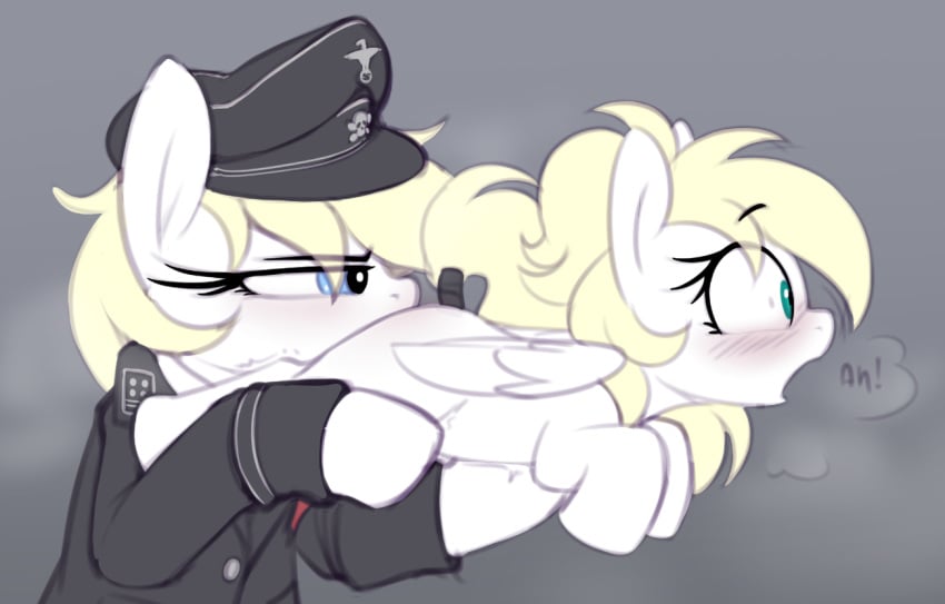 aryanne_(mlp) blush clothing cunnilingus duo equid equine fan_character female female/female feral hasbro hat headgear headwear holding_character humor luftkrieg_(oc) mammal my_little_pony nazi oral pegasus sex shinodage swastika vaginal_penetration wings yuri