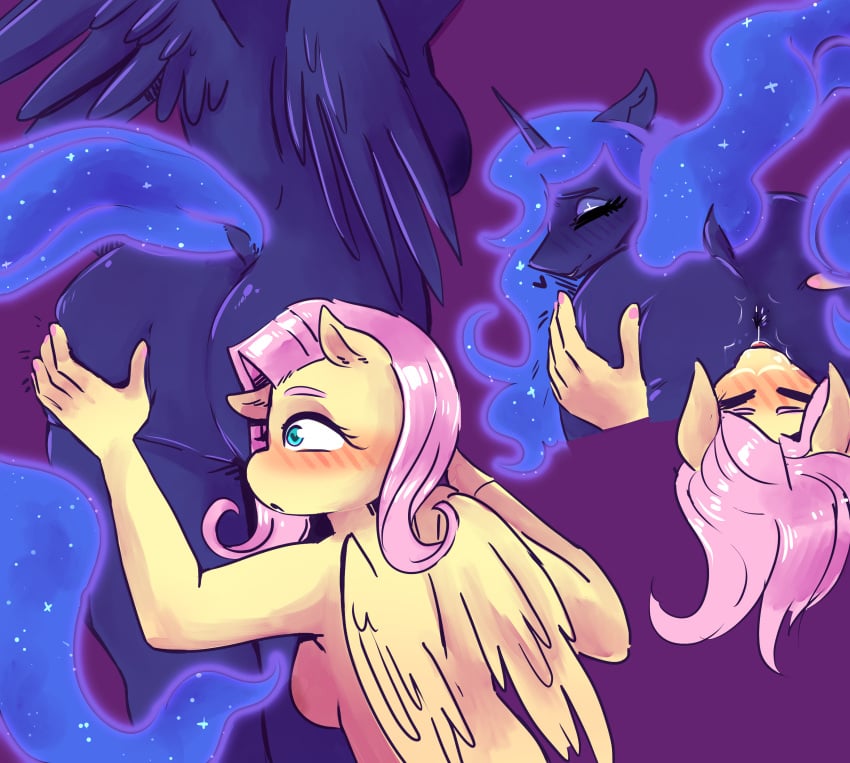 absurd_res anal anthro anthro_on_anthro anus ass big_butt blush bodily_fluids breasts currentlytr_ash equid equine female female/female fluttershy_(mlp) friendship_is_magic hi_res horn looking_pleasured mammal my_little_pony oral pegasus princess_luna_(mlp) rimming saliva saliva_string sex straight_hair unicorn wings yuri