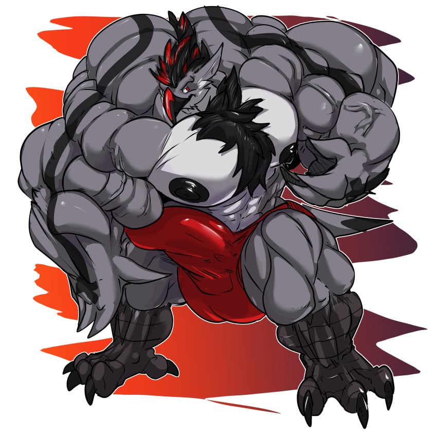 2020 4_toes absurd_res alternate_species anthro avian balls beak big_balls big_bulge big_muscles big_pecs big_penis black_nipples bulge chest_fur clothed clothing feet fierglief fur genitals hi_res huge_balls huge_bulge huge_cock huge_muscles huge_pecs hyper hyper_balls hyper_bulge hyper_genitalia hyper_muscles hyper_penis looking_at_viewer male multicolored_body multicolored_fur muscular muscular_anthro muscular_male nipples pecs penis plantigrade smile solo standing swaggy toes underwear underwear_only veiny_muscle