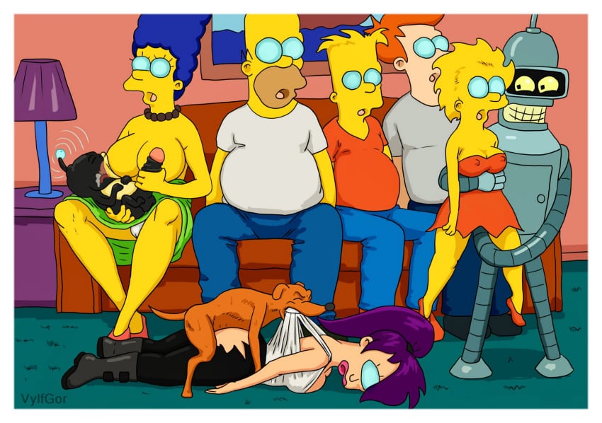 alien all_fours balls bart_simpson bender_bending_rodriguez bent_over big_breasts big_penis bodily_fluids breastfeeding breasts canid canine clothing comedy_central crossover cyclops dog doggy_style dress erection eyes female female_on_feral female_penetrated feral feral_penetrating from_behind futurama genitals group hair handjob harem hi_res homer_simpson human human_on_feral humanoid hypnosis interspecies lisa_simpson machine male male/female male_penetrating male_penetrating_female mammal marge_simpson mind_control nibbler nibblonian open_mouth panties penetration penile penis philip_j_fry ponytail purple_hair robot santa's_little_helper sex signature the_simpsons tongue turanga_leela vylfgor yellow_body zoophilia