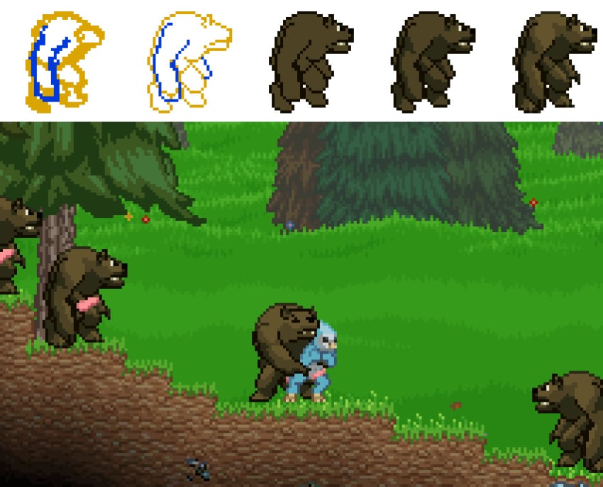 anal animated anthro avian avian_(starbound) bear bird forced mabit male male_only mammal mod multiple_males penis pixel rape starbound video_games werebear yaoi