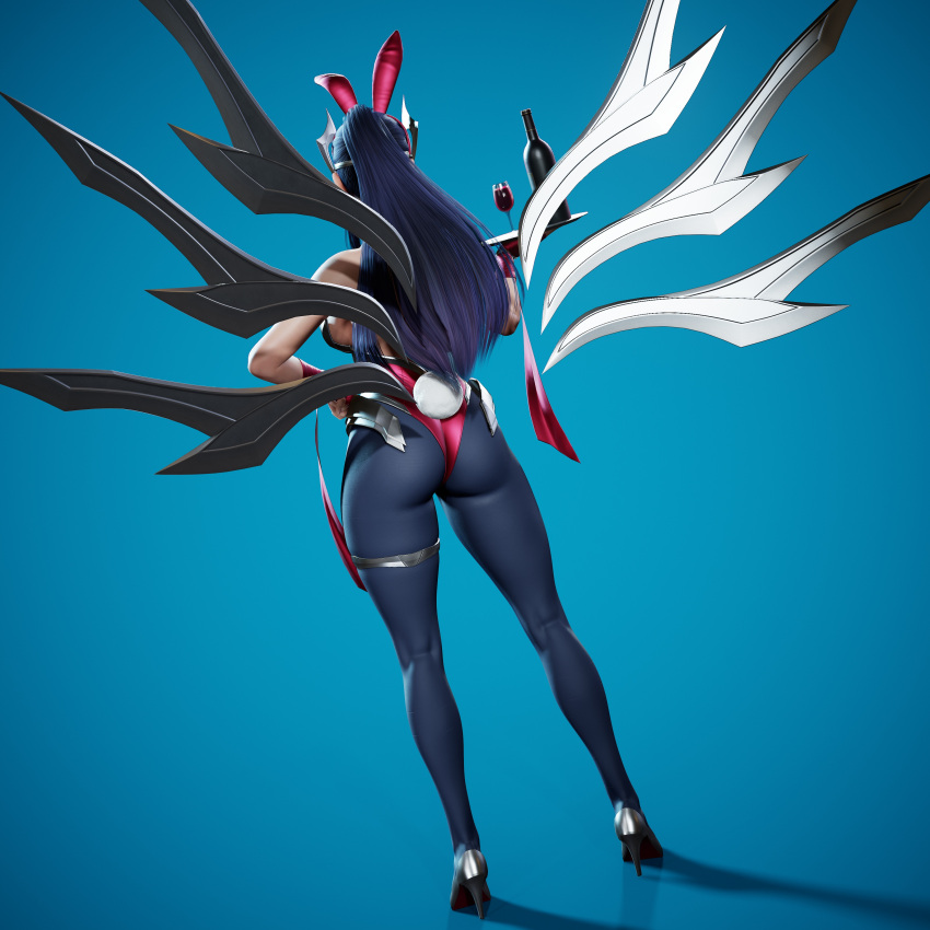 3d ass battle_bunny_irelia big_ass bunny_ears bunny_girl bunnysuit female female_only heels hi_res highres irelia_xan large_ass league_of_legends pantyhose purple_hair ryanreos solo thick_thighs thighs