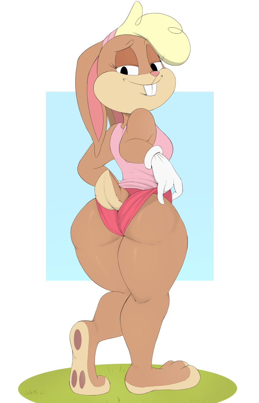 2020 absurd_res anthro ass bedroom_eyes big_ass big_butt bit-maki bottomwear buckteeth butt_pose clothed clothing clothing_lift female floppy_ears hi_res hotpants lagomorph leporid lola_bunny looking_at_viewer looking_back looney_tunes lop_ears mammal narrowed_eyes new_looney_tunes pawpads pink_shorts pose rabbit seductive shorts solo teeth thick_thighs usnarbit wabbit warner_brothers wide_hips