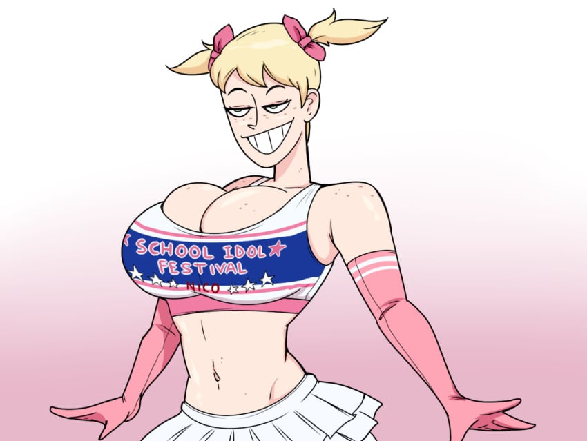 cheerleader cheerleader_uniform dj_(hellonearthiii) hellonearthiii huge_breasts meme nyannyancosplay