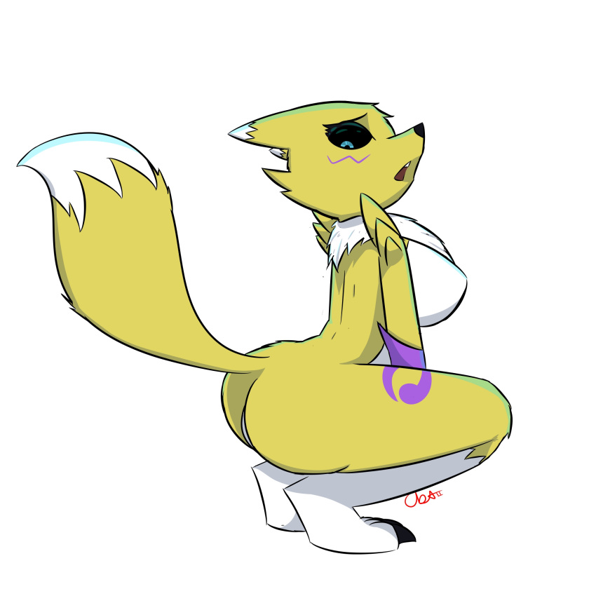 anthro ass digimon looking_back renamon sos_or_loss squatting tail