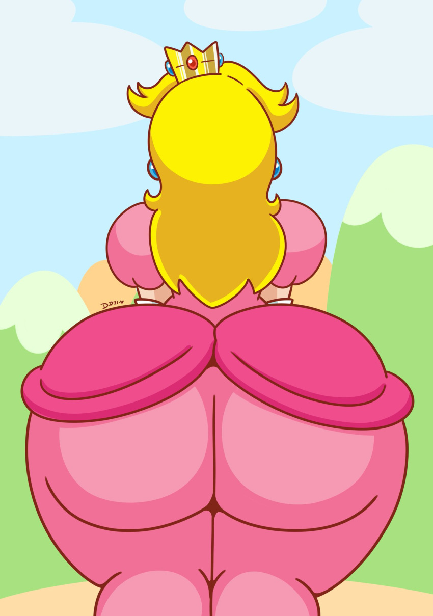 ass back_view big_ass big_butt blonde_hair bottom_heavy bubble_ass bubble_butt curvy daisy-pink71 dress enormous_ass fat_ass fat_butt female female_only fully_clothed gigantic_ass huge_ass huge_butt large_ass large_butt leaning_forward mario_(series) nintendo princess princess_peach super_princess_peach thick thick_ass thick_thighs thin thin_waist voluptuous wide_hips