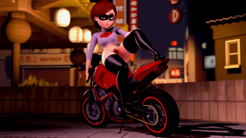 3d alternate_costume blackjr clothing disney elastigirl elastigirl_(the_incredibles_2_supersuit) eyewear female footwear helen_parr human mask pixar pussy smooth_skin tagme the_incredibles the_incredibles_2