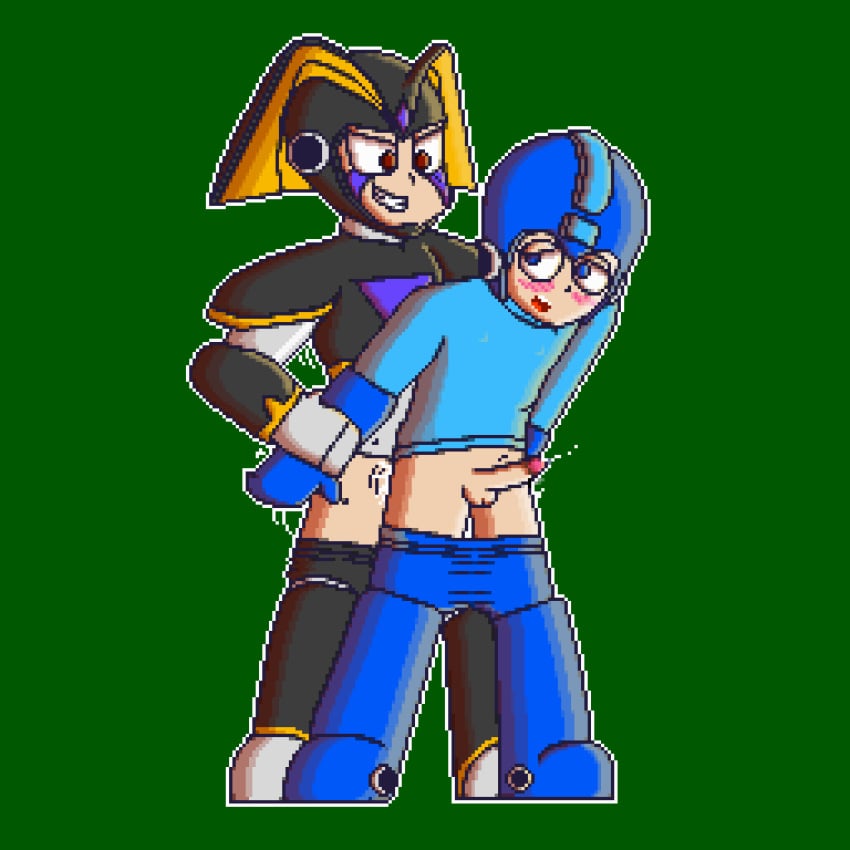 bass_(mega_man) gay green_background lutmer mega_man mega_man(classic) pixel_art sprite white_outline