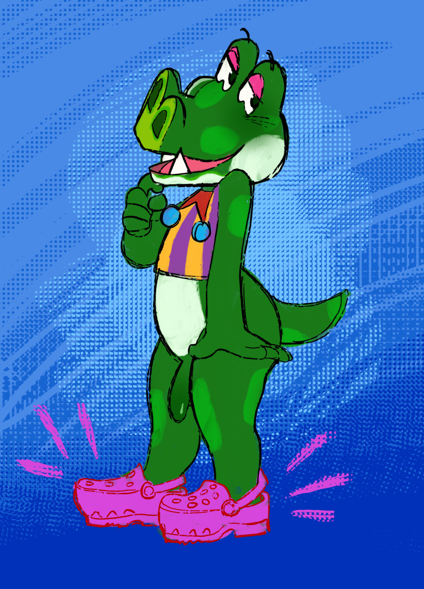 2020 alligator animal_crossing anthro boots_(animal_crossing) bottomless clothed clothing crocodilian footwear genitals hi_res kaboozey male nintendo partially_clothed penis reptile scalie shoes solo teeth video_games