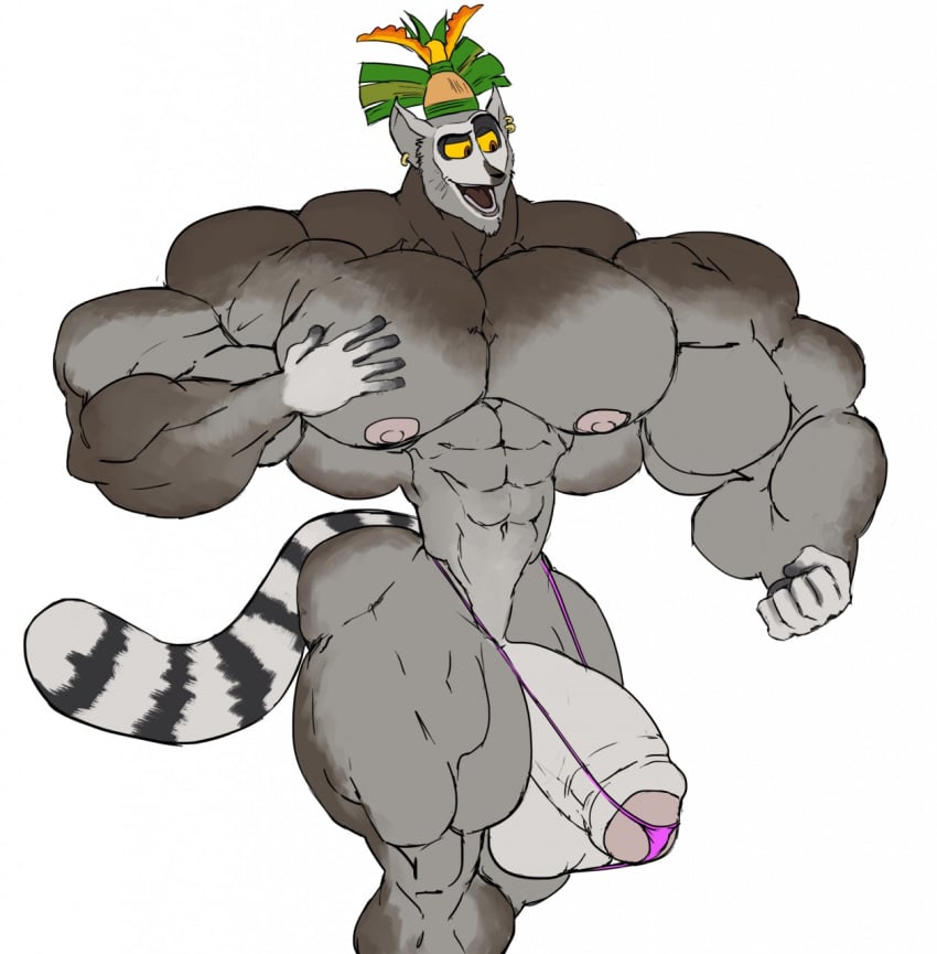 1boy 1male abs all_hail_king_julien anthro big_arms big_balls big_biceps big_calves big_forearms big_legs big_muscles big_pecs big_penis big_quads big_thighs calves dreamworks flaccid flexing foreskin hyper hyper_balls hyper_genitalia hyper_muscles hyper_penis hyper_testicles king_julien madagascar_(series) male male_only muscles muscular muscular_legs muscular_male muscular_thighs netflix partially_retracted_foreskin pecs penis quads remert solo tail thick_penis uncut