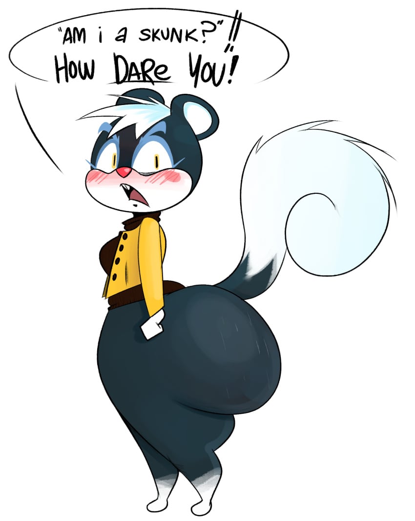 angry animal_crossing anthro anthro_only big_ass black_fur huge_ass irony nintendo ota_(artist) shortstack squirrel sweater sweaty tasha_(animal_crossing) white_hair