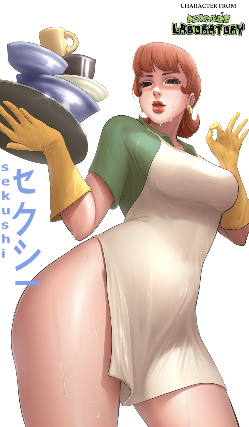 1girls bottomless cartoon_network dexter's_laboratory dexter's_mom female_focus female_only milf sekushi_(artist) solo thick_thighs