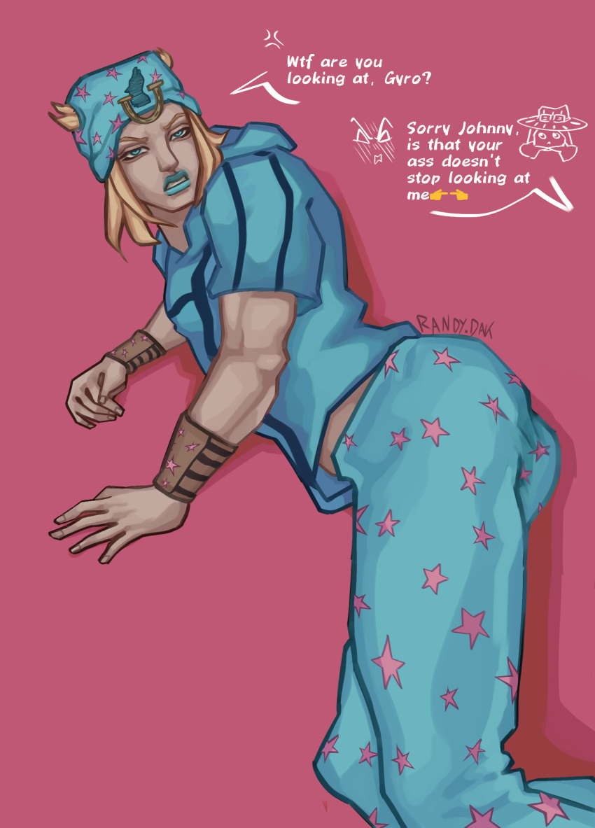 ass clothing comic gyro_zeppeli johnny_joestar jojo's_bizarre_adventure male_focus male_only randydak0 steel_ball_run