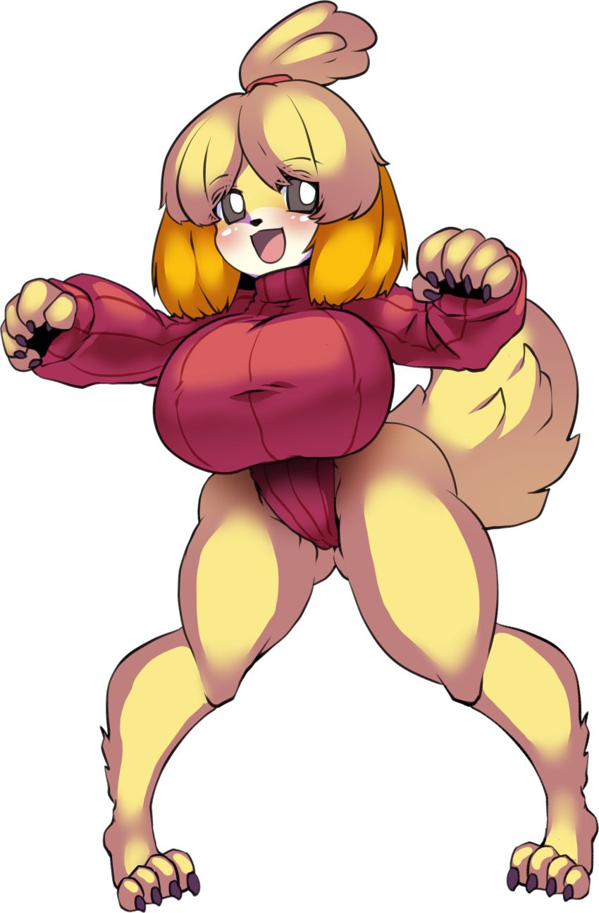 1girls animal_crossing anthro big_breasts breasts h_earth isabelle_(animal_crossing) leotard nintendo solo solo_female tagme thick thick_thighs yellow_fur