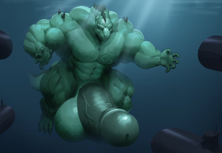 abs biceps cum cumshot furry gay godzilla godzilla_(series) guzreuef huge_balls huge_cock hyper hyper_balls hyper_genitalia hyper_penis hyper_testicles lizard male male_only muscle muscles muscular muscular_arms muscular_legs muscular_male muscular_thighs nipples solo spikes submarine titan underwater veins veiny_penis