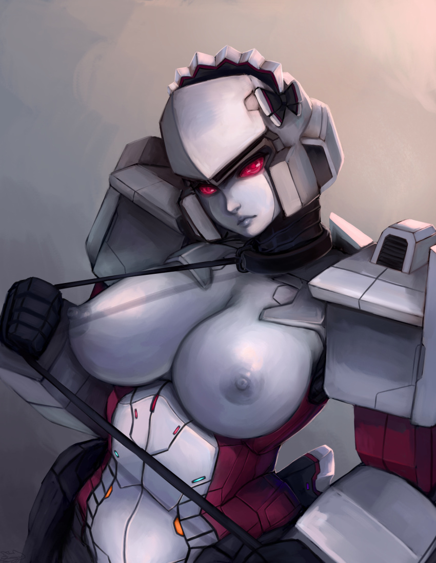 1girls alien alien_girl areola areolae big_breasts breasts busty curvy curvy_body curvy_female curvy_figure female female_only front_view genderswap grey_body grey_lips grey_lipstick grey_nipples grey_skin looking_at_viewer machine mechanical megatron red_eyes robot robot_girl rule_63 solo solo_female transformers