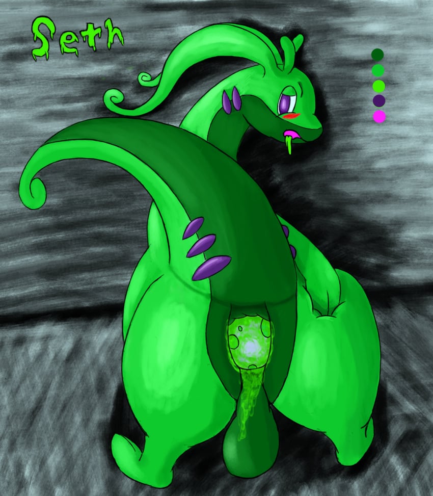 alternate_color blush egg egg_in_ass egg_laying feral goodra hi_res male nintendo pokémon_(species) pokemon pokemon_(species) solo thick_tail video_games vulnec