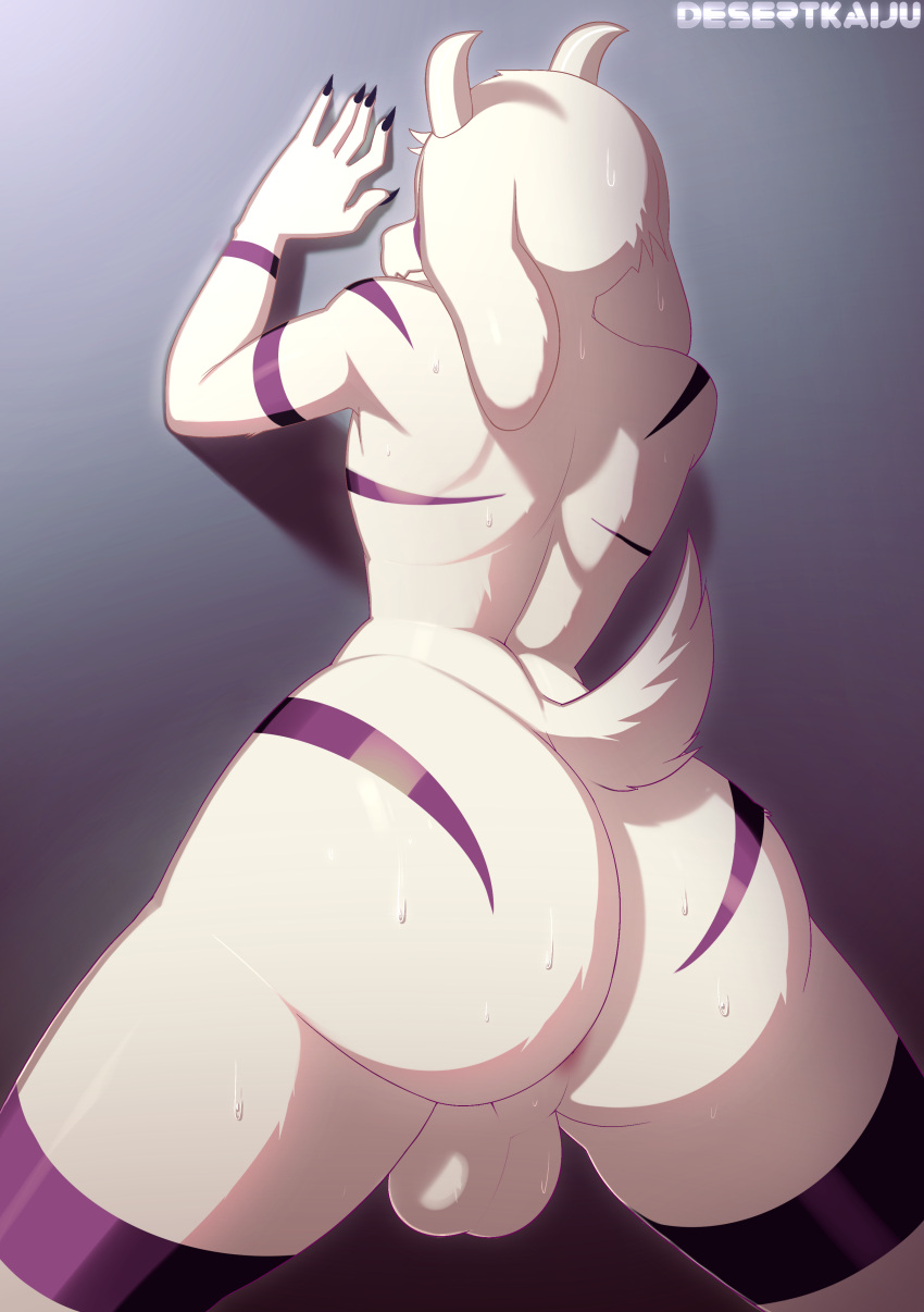 1boy absurd_res anthro anus asriel_dreemurr asriel_dreemurr_(god_form) ass backsack balls barely_visible_anus big_ass bodily_fluids boss_monster bovid caprine desertkaiju digital_media_(artwork) fur genitals goat hi_res horn long_ears male mammal nude signature simple_background solo solo_male spread_legs spreading sweat thick_thighs undertale undertale_(series) video_games white_body white_fur white_horn white_tail