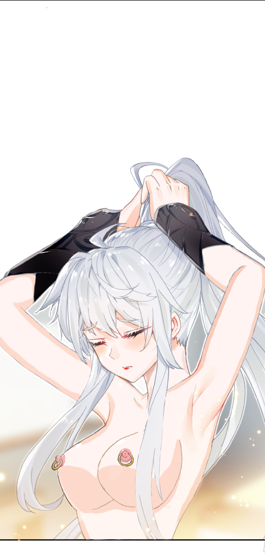 breasts douluo_dalu douluo_dalu_4 gu_yue_(douluo_dalu) tying_hair white_hair