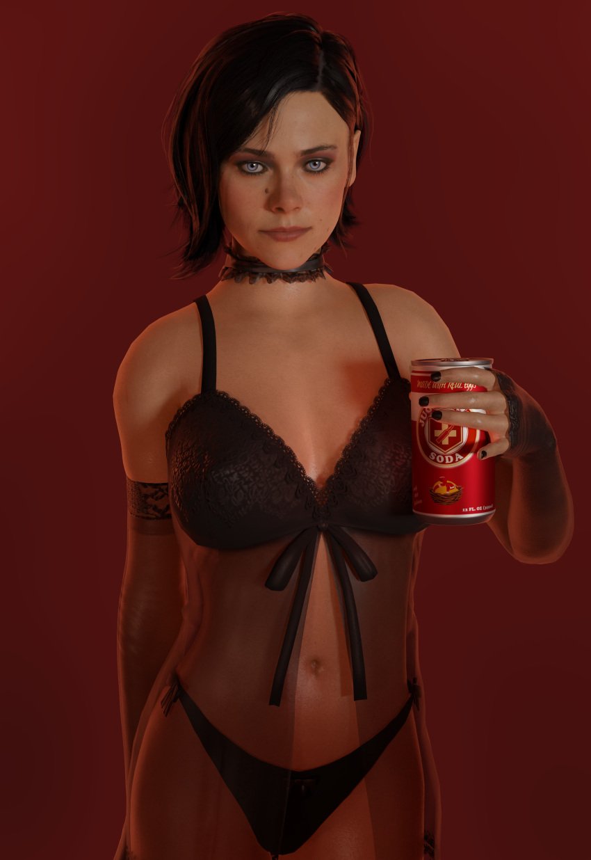 1girls 3d activision black_hair blue_eyes british call_of_duty call_of_duty_black_ops_cold_war elbow_gloves emberstock european female female_only helen_park_(cod) lingerie looking_at_viewer panties raven_software short_hair smile solo treyarch